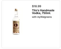 Walgreens Tito's Handmade Vodka, 750ml offer