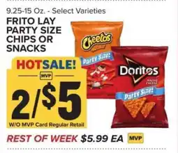 Food Lion Frito Lay Party Size Chips or Snacks offer