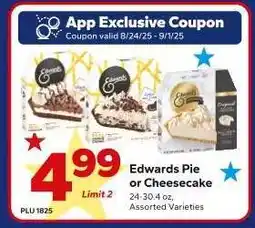 Save a Lot Edwards Pie or Cheesecake offer