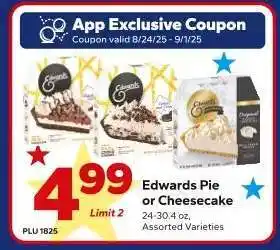 Save a Lot Edwards Pie or Cheesecake offer