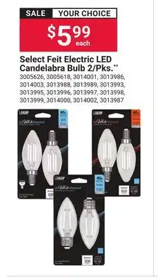 Ace Hardware Select Feit Electric LED Candelabra Bulb 2/Pks offer