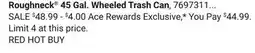 Ace Hardware Roughneck 45 Gal. Wheeled Trash Can offer