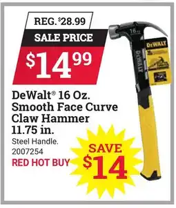 Ace Hardware DeWalt 16 Oz. Smooth Face Curve Claw Hammer 11.75 in offer