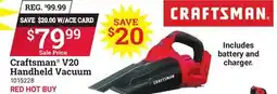 Ace Hardware Craftsman V20 Handheld Vacuum offer