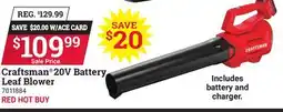 Ace Hardware Craftsman 20V Battery Leaf Blower offer