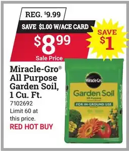 Ace Hardware Miracle-Gro All Purpose Garden Soil, 1 Cu. Ft offer