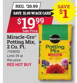 Ace Hardware Miracle-Gro Potting Mix, 2 Cu. Ft offer