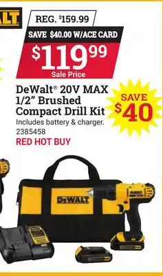 Ace Hardware DeWalt 20V MAX 1/2 Brushed Compact Drill Kit offer