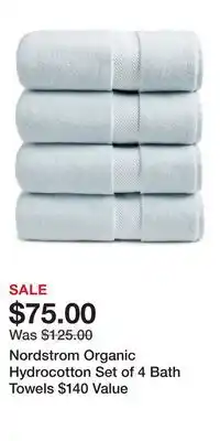 Nordstrom Nordstrom Organic Hydrocotton Set of 4 Bath Towels $140 Value offer