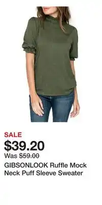 Nordstrom GIBSONLOOK Ruffle Mock Neck Puff Sleeve Sweater offer
