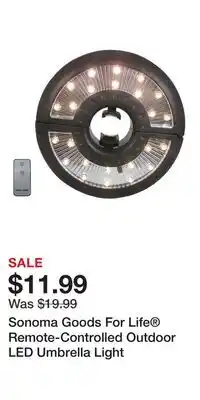 Kohl's Sonoma Goods For Life Remote-Controlled Outdoor LED Umbrella Light offer