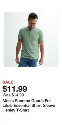 Kohl's Men's Sonoma Goods For Life Essential Short Sleeve Henley T-Shirt offer