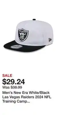 Kohl's Men's New Era White/Black Las Vegas Raiders 2024 NFL Training Camp Golfer Snapback Hat offer