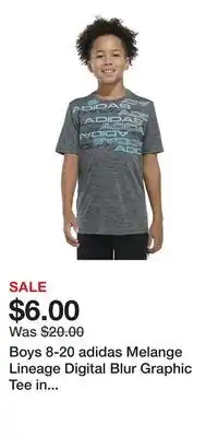 Kohl's Boys 8-20 adidas Melange Lineage Digital Blur Graphic Tee in Regular & Husky offer