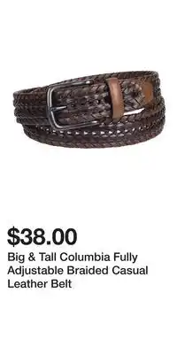 Kohl's Big & Tall Columbia Fully Adjustable Braided Casual Leather Belt offer