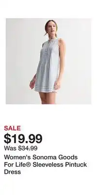 Kohl's Women's Sonoma Goods For Life Sleeveless Pintuck Dress offer