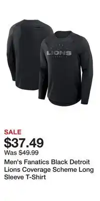 Kohl's Men's Fanatics Black Detroit Lions Coverage Scheme Long Sleeve T-Shirt offer