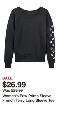 Kohl's Women's Paw Prints Sleeve French Terry Long Sleeve Tee offer