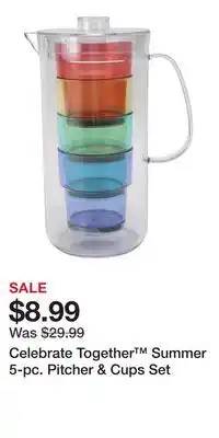 Kohl's Celebrate Together Summer 5-pc. Pitcher & Cups Set offer