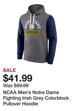 Dick's Sporting Goods NCAA Men's Notre Dame Fighting Irish Grey Colorblock Pullover Hoodie offer