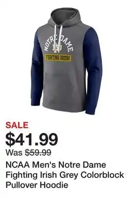 Dick's Sporting Goods NCAA Men's Notre Dame Fighting Irish Grey Colorblock Pullover Hoodie offer
