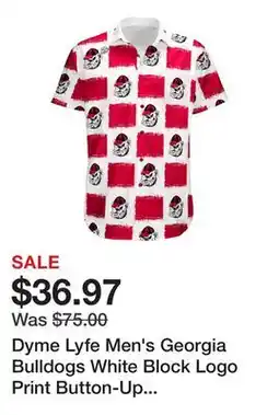 Dick's Sporting Goods Dyme Lyfe Men's Georgia Bulldogs White Block Logo Print Button-Up Shirt offer