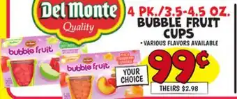 Ollie's DEL MONTE BUBBLE FRUIT CUPS offer