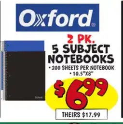 Ollie's 2 PK. 5 SUBJECT NOTEBOOKS offer