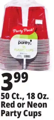 Ocean State Job Lot 50 Ct., 18 Oz. Red or Neon Party Cups offer
