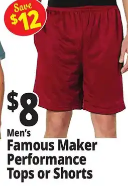 Ocean State Job Lot Men's Famous Maker Performance Tops or Shorts offer