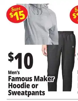 Ocean State Job Lot Men's Famous Maker Hoodie or Sweatpants offer