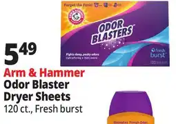 Ocean State Job Lot Arm & Hammer Fresh Burst Scent Odor Blasters Dryer Sheets 120 Count offer