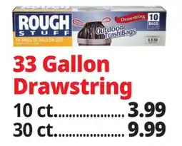 Ocean State Job Lot Rough Stuff 33 Gal Outdoor Trash Bags with Drawstring 10 Count offer