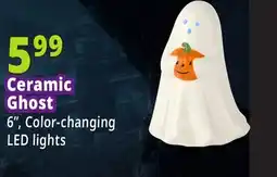 Ocean State Job Lot Ghost Holding Pumpkin LED Ceramic offer