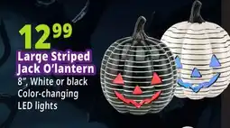 Ocean State Job Lot Ceramic LED Striped White Jack-O-Lantern offer