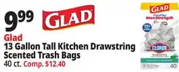 Ocean State Job Lot Glad 13 Gallon Tall Kitchen Drawstring Scented Trash Bags offer