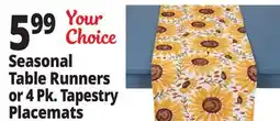 Ocean State Job Lot Seasonal Table Runners or 4 Pk. Tapestry Placemats offer
