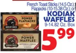 Bravo Supermarkets KODIAK WAFFLES 9-14.82 Oz. Box offer