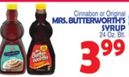 Bravo Supermarkets MRS. BUTTERWORTH'S SYRUP offer