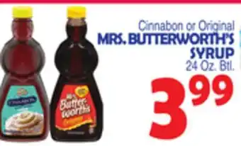 Bravo Supermarkets MRS. BUTTERWORTH'S SYRUP offer