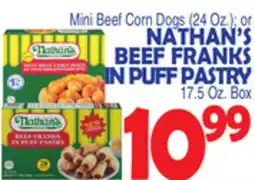 Bravo Supermarkets NATHAN'S BEEF FRANKS IN PUFF PASTRY 17.5 Oz. Box offer