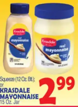 Bravo Supermarkets KRASDALE MAYONNAISE, 15 Oz. Jar offer