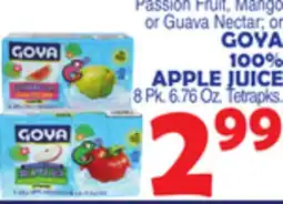 Bravo Supermarkets GOYA 100% APPLE JUICE offer