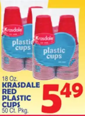 Bravo Supermarkets KRASDALE RED PLASTIC CUPS 50 Ct. Pkg offer