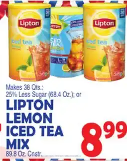Bravo Supermarkets LIPTON LEMON ICED TEA MIX 89.8 Oz. Cnstr offer