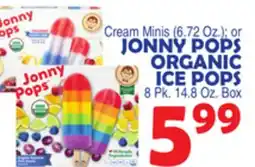 Bravo Supermarkets JONNY POPS ORGANIC ICE POPS 8 Pk. 14.8 Oz. Box offer