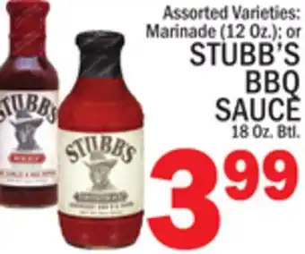 C Town STUBB'S BBQ SAUCE 18 Oz. Btl offer