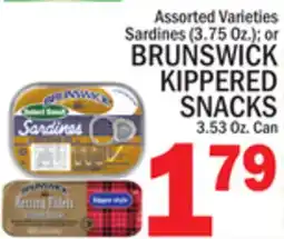 C Town BRUNSWICK KIPPERED SNACKS 3.53 Oz. Can offer