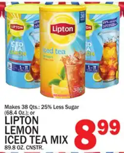 C Town LIPTON LEMON ICED TEA MIX 89.8 OZ. CNSTR offer