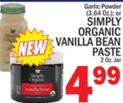 C Town SIMPLY ORGANIC VANILLA BEAN PASTE 2 Oz. Jar offer